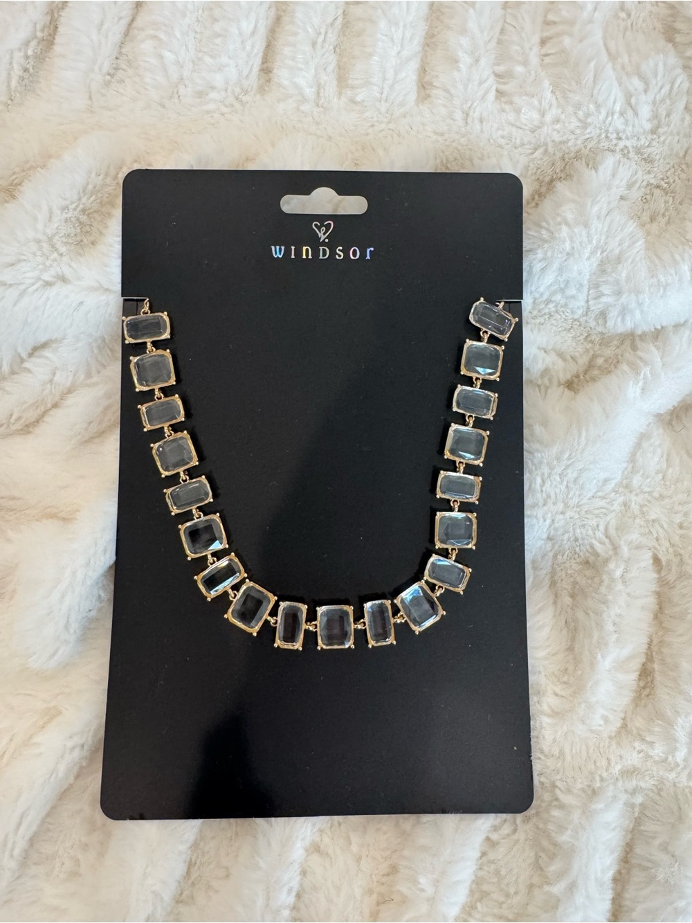 Windsor Gold-Tone Necklace with Clear Gray Stones